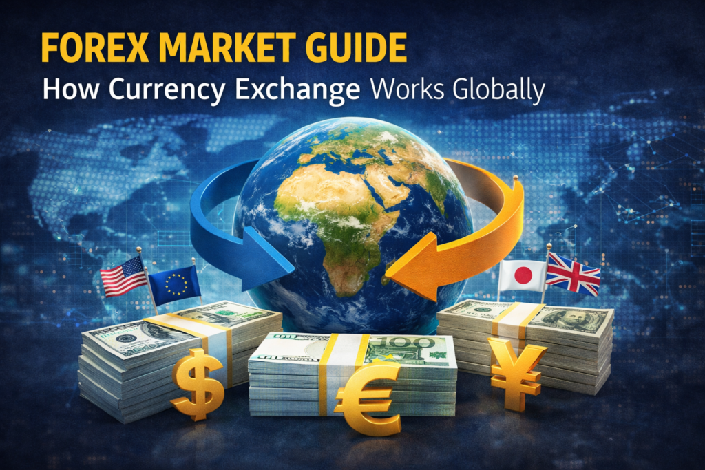 The foreign exchange market (forex or FX) is the global marketplace where currencies are traded.