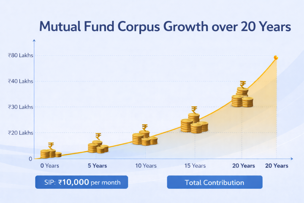 A SIP calculator is a simple online tool that tells you the **estimated future value (corpus)** of your mutual fund investments made through a Systematic Investment Plan.